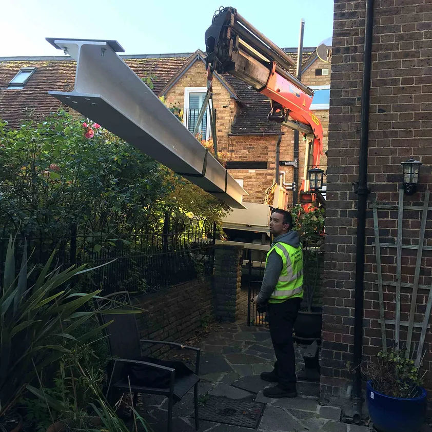 metal joist being intalled