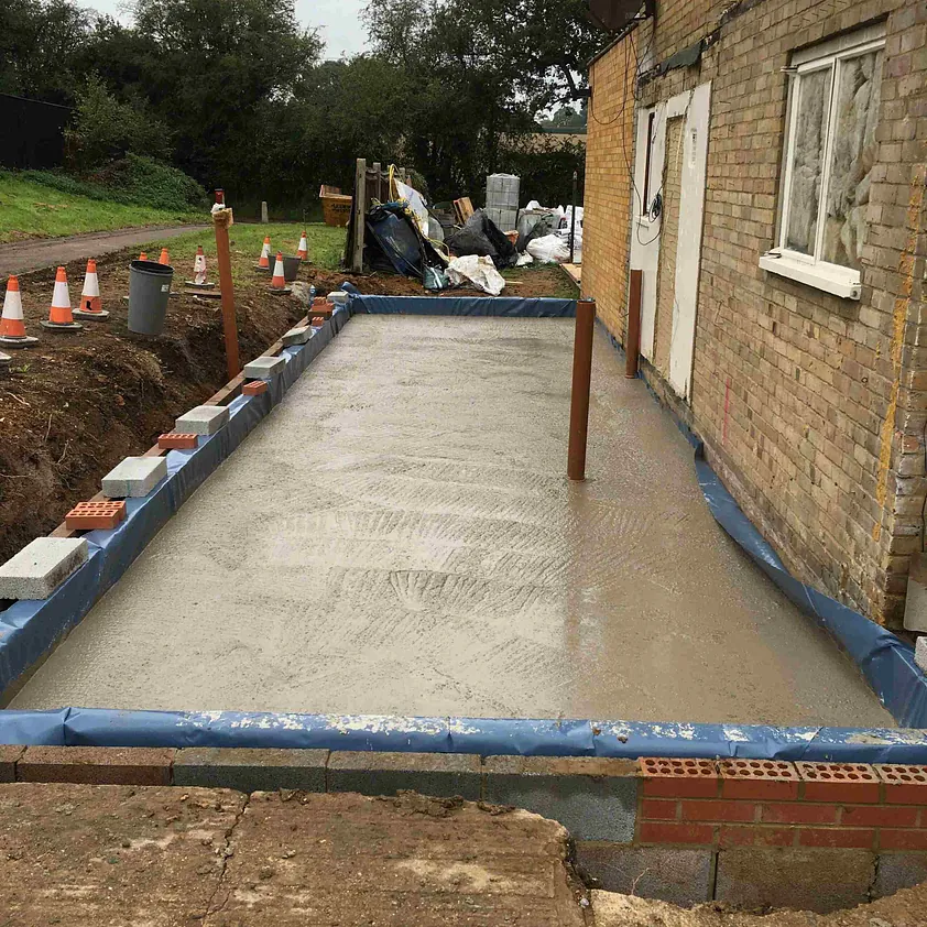 extension floor being laid